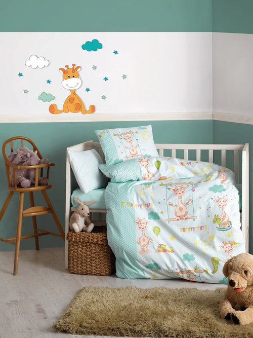 Asir Biancheria da letto per bambini Ranforce di cotone, 4 pezzi Girafa Multicolore, 100 x 150 cm