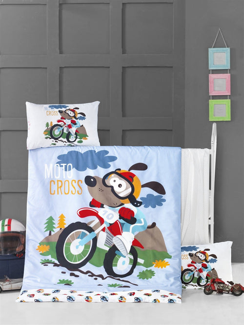 Asir Biancheria da letto per bambini Ranforce di cotone, 4 pezzi Moto Cross Multicolore, 100 x 150 cm