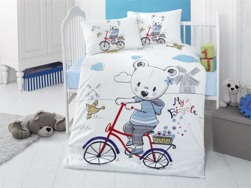 Asir Biancheria da letto per bambini Ranforce di cotone, 4 pezzi My bike Multicolore, 100 x 150 cm