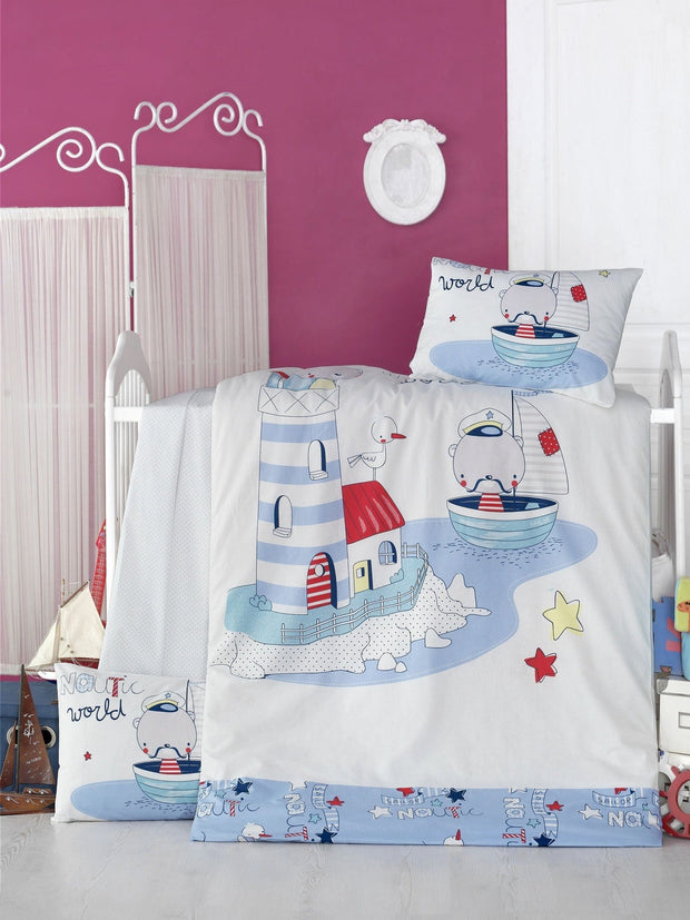Asir Biancheria da letto per bambini Ranforce di cotone, 4 pezzi Nautic Multicolore, 100 x 150 cm