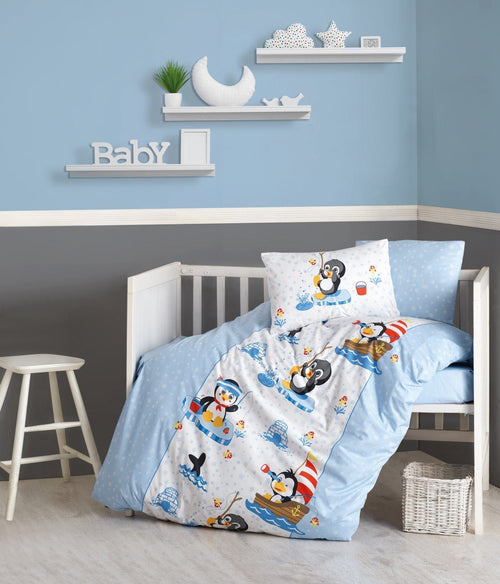 Biancheria da letto per bambini Ranforce di cotone, 4 pezzi Pinguin Multicolore, 100 x 150 cm