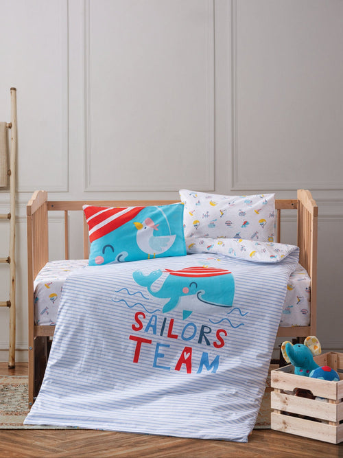Biancheria da letto per bambini Ranforce di cotone, 4 pezzi Sailor Multicolore, 100 x 150 cm