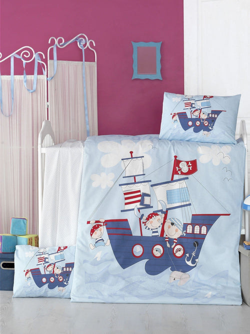 Biancheria da letto per bambini Ranforce di cotone, 4 pezzi Ship Multicolore, 100 x 150 cm