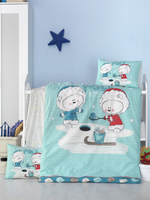 Biancheria da letto per bambini Ranforce di cotone, 4 pezzi South People Multicolore, 100 x 150 cm