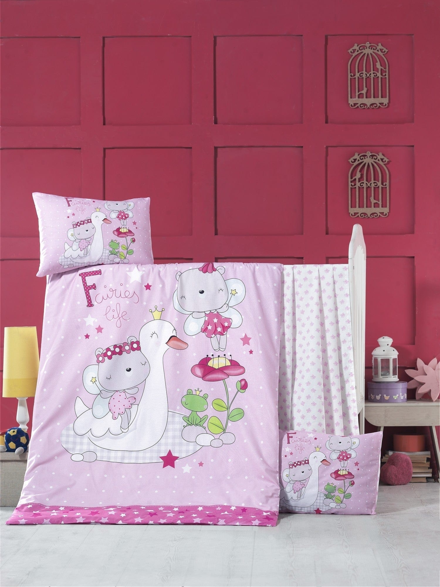 Asir Biancheria da letto per bambini Ranforce di cotone, 4 pezzi White Swan Multicolore, 100 x 150 cm