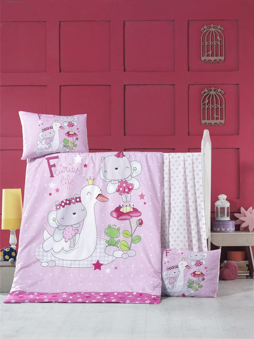 Asir Biancheria da letto per bambini Ranforce di cotone, 4 pezzi White Swan Multicolore, 100 x 150 cm