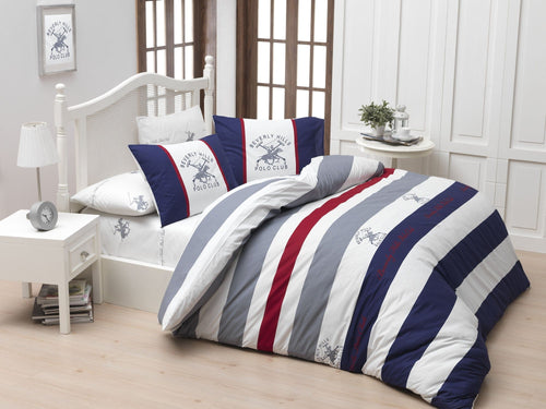 Asir Biancheria Da Letto Ranforce di cotone Beverly Hills Polo Club BHPC 001 Blu, 200 x 220 cm