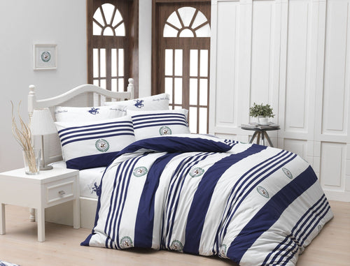 Asir Biancheria Da Letto Ranforce di cotone Beverly Hills Polo Club BHPC 003 Blu, 160 x 220 cm