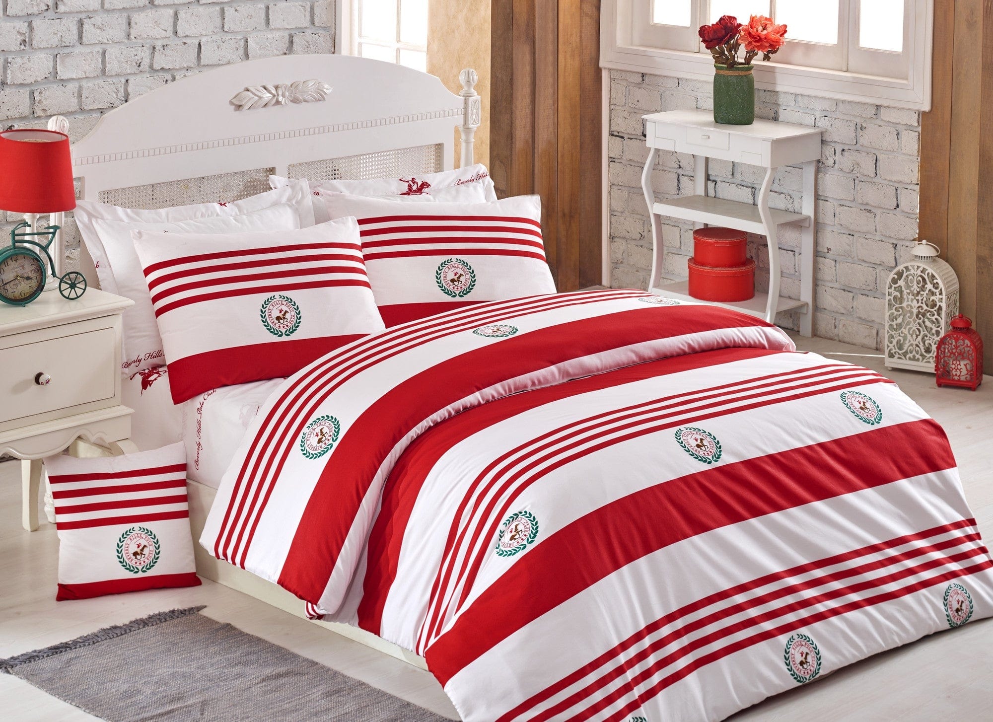 Biancheria Da Letto Ranforce di cotone Beverly Hills Polo Club BHPC 003 Rosso, 200 x 220 cm