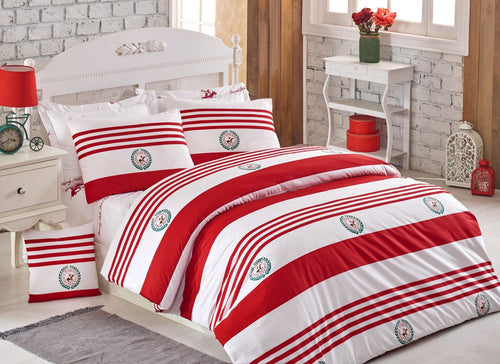 Biancheria Da Letto Ranforce di cotone Beverly Hills Polo Club BHPC 003 Rosso, 200 x 220 cm
