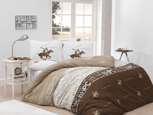 Biancheria Da Letto Ranforce di cotone Beverly Hills Polo Club BHPC 004 Marrone, 160 x 220 cm