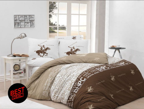 Biancheria Da Letto Ranforce di cotone Beverly Hills Polo Club BHPC 004 Marrone, 160 x 220 cm (1)