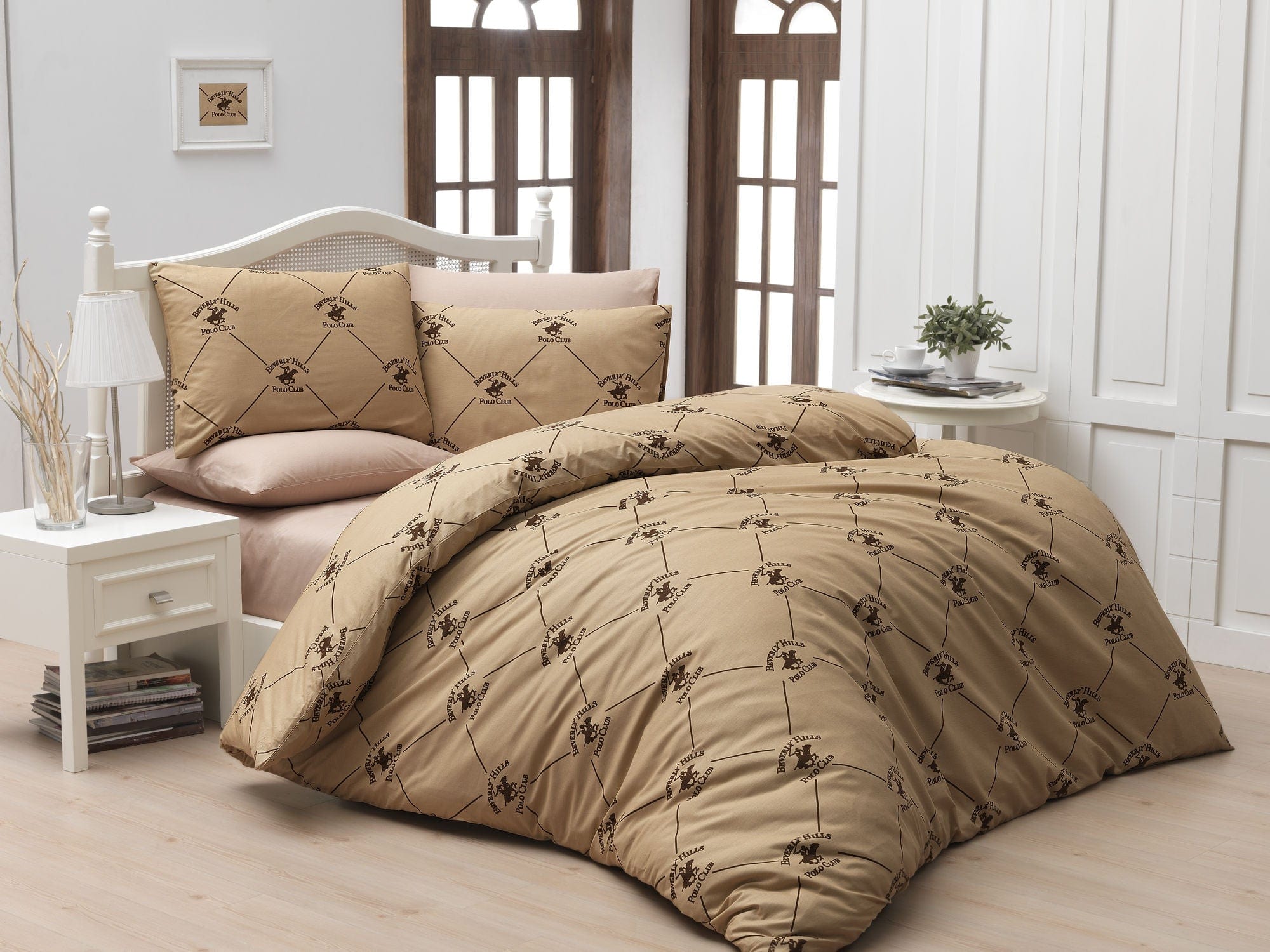 Asir Biancheria Da Letto Ranforce di cotone Beverly Hills Polo Club BHPC 006 Beige, 160 x 220 cm