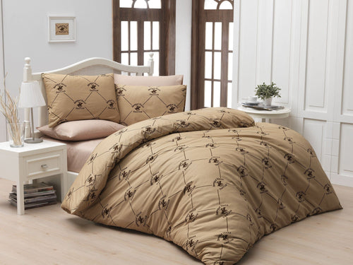 Asir Biancheria Da Letto Ranforce di cotone Beverly Hills Polo Club BHPC 006 Beige, 160 x 220 cm