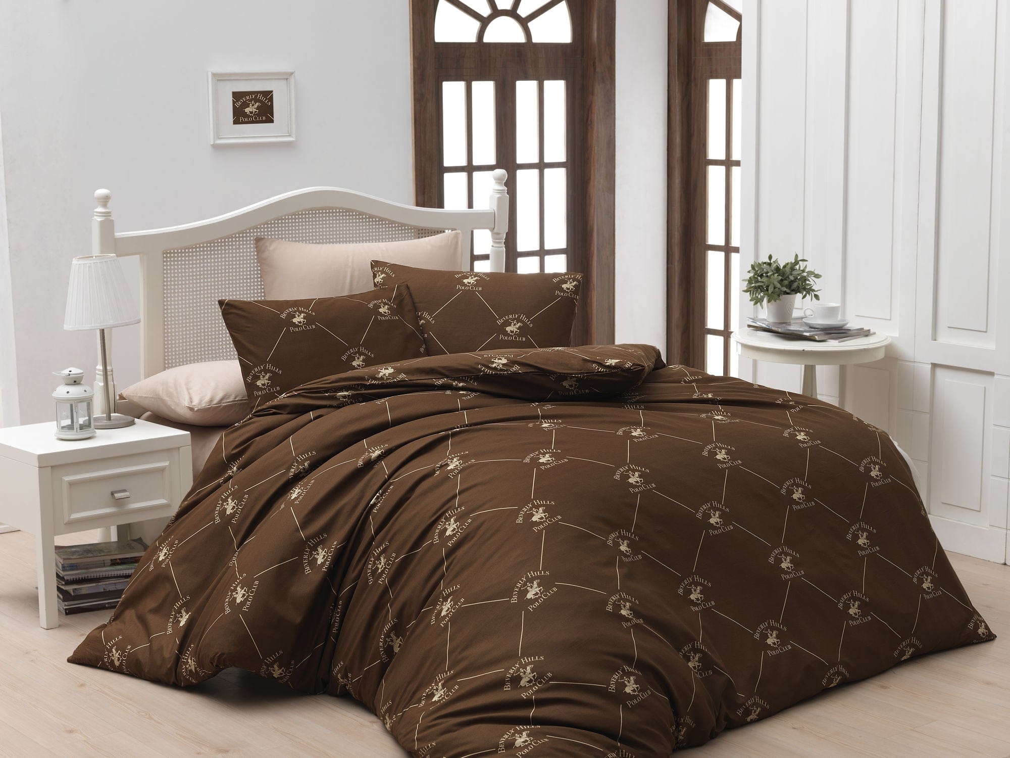 Asir Biancheria Da Letto Ranforce di cotone Beverly Hills Polo Club BHPC 006 Marrone, 200 x 220 cm