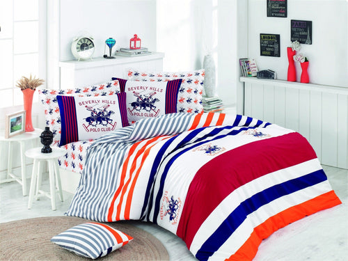 Asir Biancheria Da Letto Ranforce di cotone Beverly Hills Polo Club BHPC 009 Multicolore, 200 x 220 cm