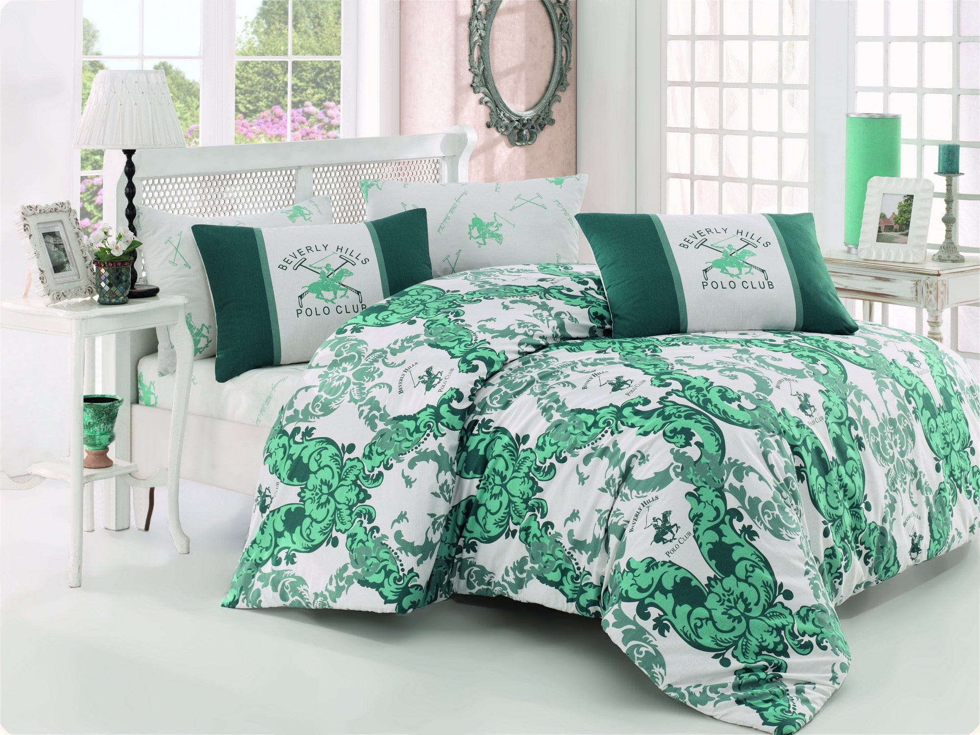 Asir Biancheria Da Letto Ranforce di cotone Beverly Hills Polo Club BHPC 024 Verde, 200 x 220 cm