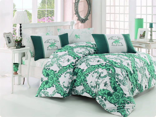 Asir Biancheria Da Letto Ranforce di cotone Beverly Hills Polo Club BHPC 024 Verde, 200 x 220 cm