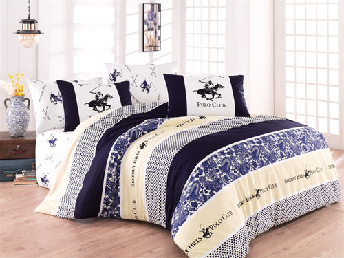 Asir Biancheria Da Letto Ranforce di cotone Beverly Hills Polo Club BHPC 027 Blu, 200 x 220 cm