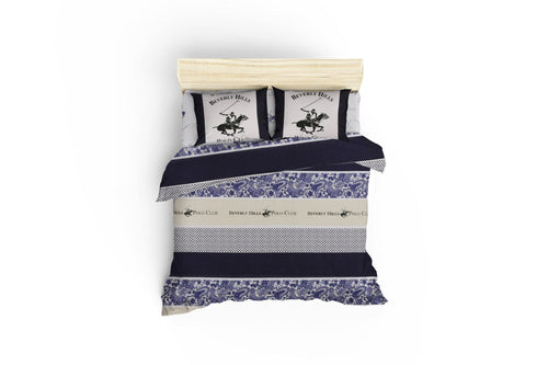 Asir Biancheria Da Letto Ranforce di cotone Beverly Hills Polo Club BHPC 027 Blu, 200 x 220 cm