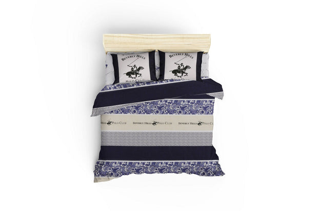 Asir Biancheria Da Letto Ranforce di cotone Beverly Hills Polo Club BHPC 027 Blu, 200 x 220 cm
