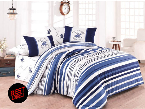 Asir Biancheria Da Letto Ranforce di cotone Beverly Hills Polo Club BHPC 029 Blu, 200 x 220 cm