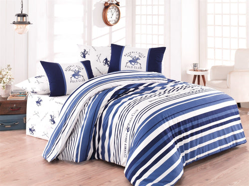 Asir Biancheria Da Letto Ranforce di cotone Beverly Hills Polo Club BHPC 029 Blu, 200 x 220 cm