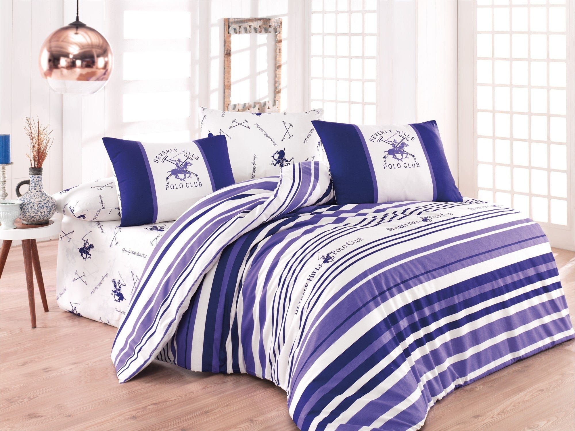 Asir Biancheria Da Letto Ranforce di cotone Beverly Hills Polo Club BHPC 029 Lilla, 200 x 220 cm