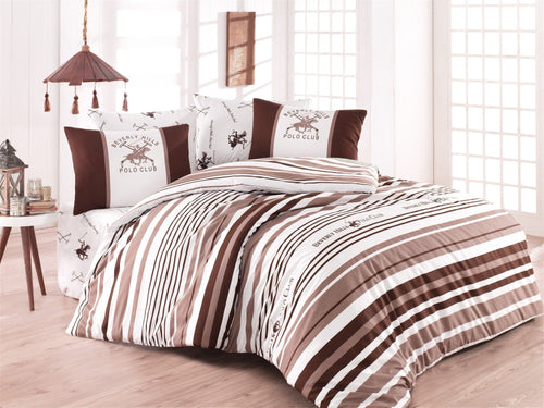 Asir Biancheria Da Letto Ranforce di cotone Beverly Hills Polo Club BHPC 029 Marrone, 200 x 220 cm