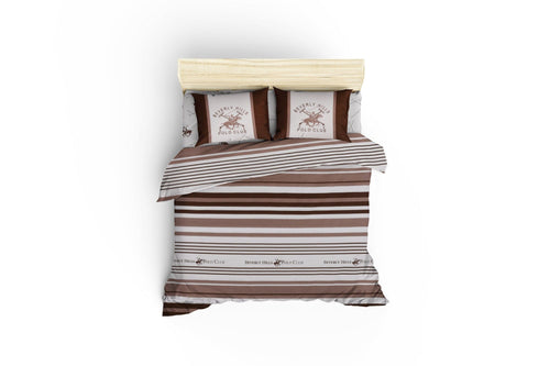 Asir Biancheria Da Letto Ranforce di cotone Beverly Hills Polo Club BHPC 029 Marrone, 200 x 220 cm