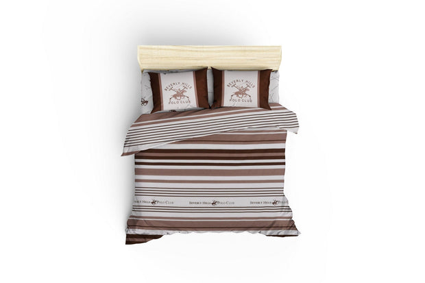Asir Biancheria Da Letto Ranforce di cotone Beverly Hills Polo Club BHPC 029 Marrone, 200 x 220 cm