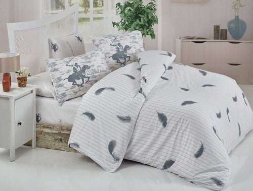 Asir Biancheria Da Letto Ranforce di cotone Beverly Hills Polo Club BHPC 034 Bianco, 200 x 220 cm