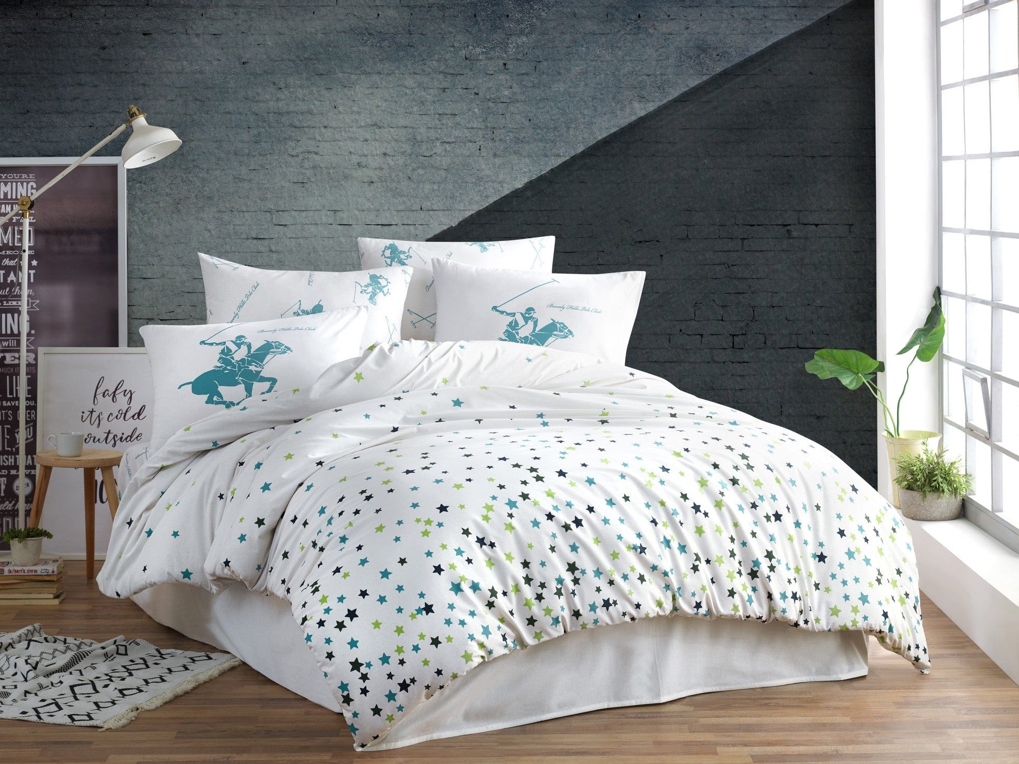 Asir Biancheria Da Letto Ranforce di cotone Beverly Hills Polo Club BHPC 037 Bianco, 200 x 220 cm