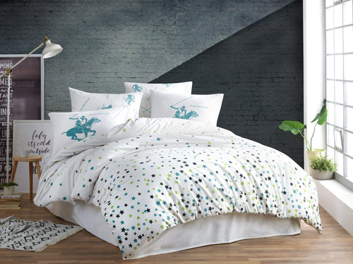 Asir Biancheria Da Letto Ranforce di cotone Beverly Hills Polo Club BHPC 037 Bianco, 200 x 220 cm