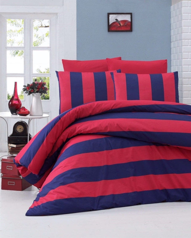 Asir Biancheria Da Letto Ranforce di cotone Braid Rosso, 200 x 220 cm