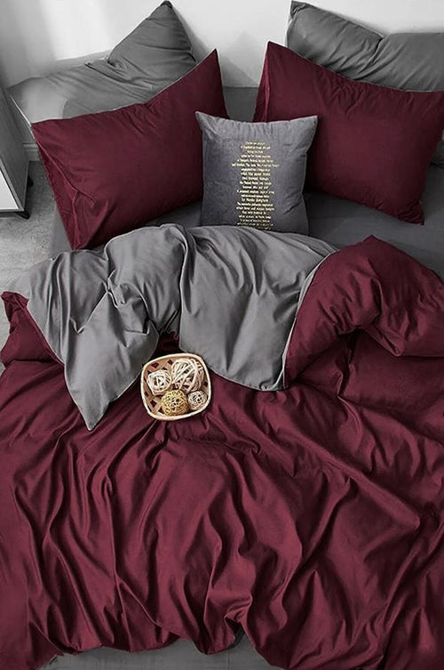 Hillkar Global Biancheria Da Letto Ranforce di cotone Claret Borgogna, 200 x 220 cm