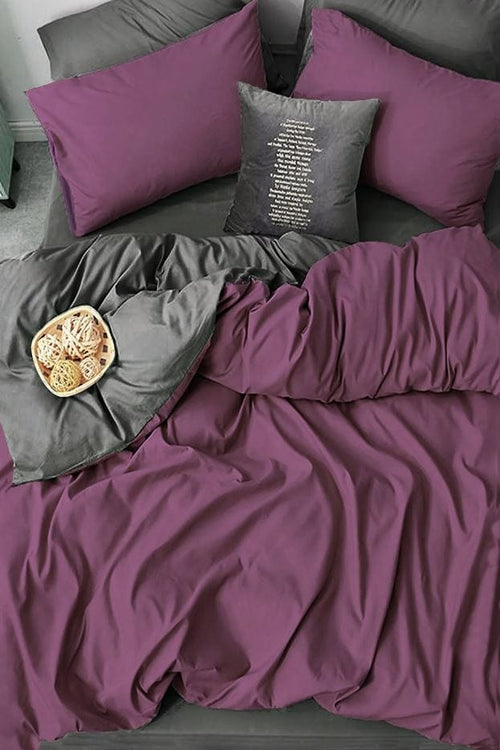 Hillkar Global Biancheria Da Letto Ranforce di cotone Damson Violetto, 160 x 220 cm