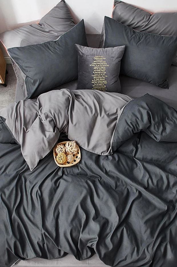 Hillkar Global Biancheria Da Letto Ranforce di cotone Darker Antracite, 160 x 220 cm