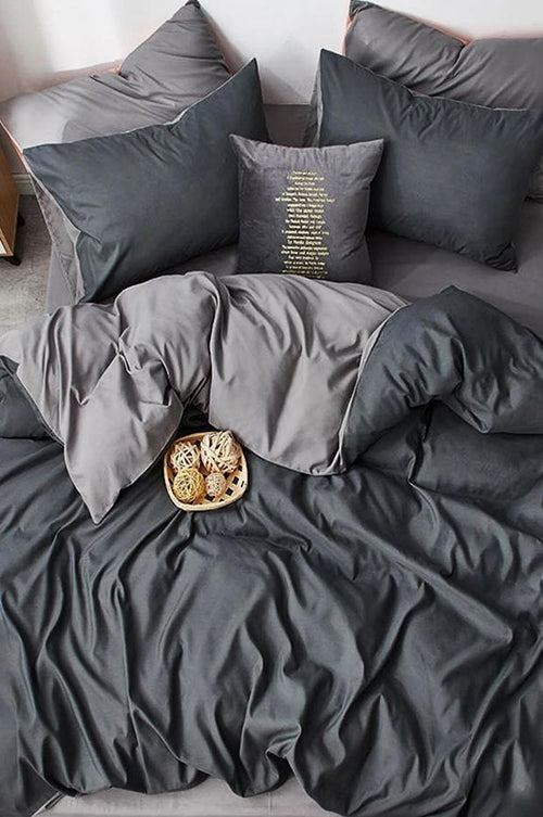Hillkar Global Biancheria Da Letto Ranforce di cotone Darker Antracite, 160 x 220 cm