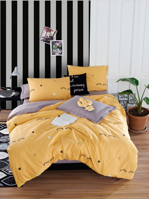 Asir Biancheria Da Letto Ranforce di cotone Dide Giallo, 200 x 220 cm