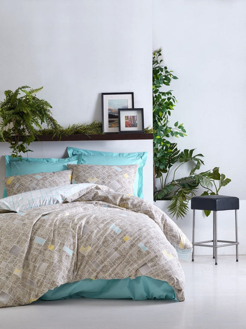 Asir Biancheria Da Letto Ranforce di cotone Dotted Turchese, 200 x 220 cm