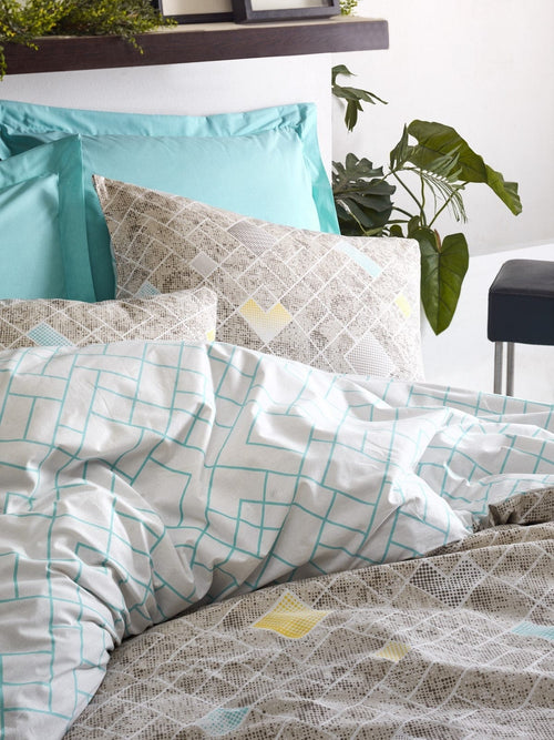 Asir Biancheria Da Letto Ranforce di cotone Dotted Turchese, 200 x 220 cm