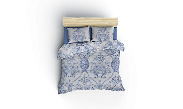 Asir Biancheria Da Letto Ranforce di cotone Egina Blu, 200 x 220 cm