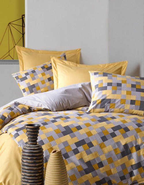 Asir Biancheria Da Letto Ranforce di cotone Elon Giallo, 200 x 220 cm