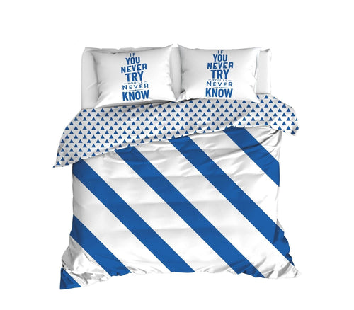 Asir Biancheria Da Letto Ranforce di cotone Erona Blu, 200 x 220 cm