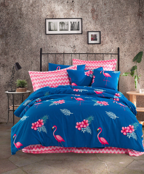 Asir Biancheria Da Letto Ranforce di cotone Flemenco Blu, 200 x 220 cm
