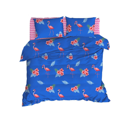 Asir Biancheria Da Letto Ranforce di cotone Flemenco Blu, 200 x 220 cm