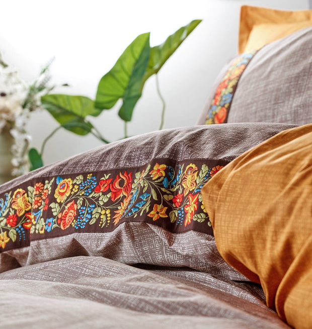 Biancheria Da Letto Ranforce di cotone Folk Arancia, 200 x 220 cm (2)