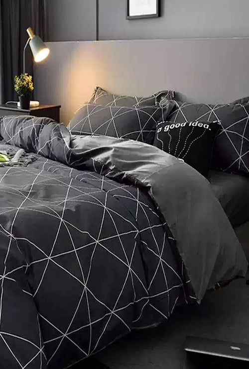 Hillkar Global Biancheria Da Letto Ranforce di cotone Geometric Grigio, 200 x 220 cm