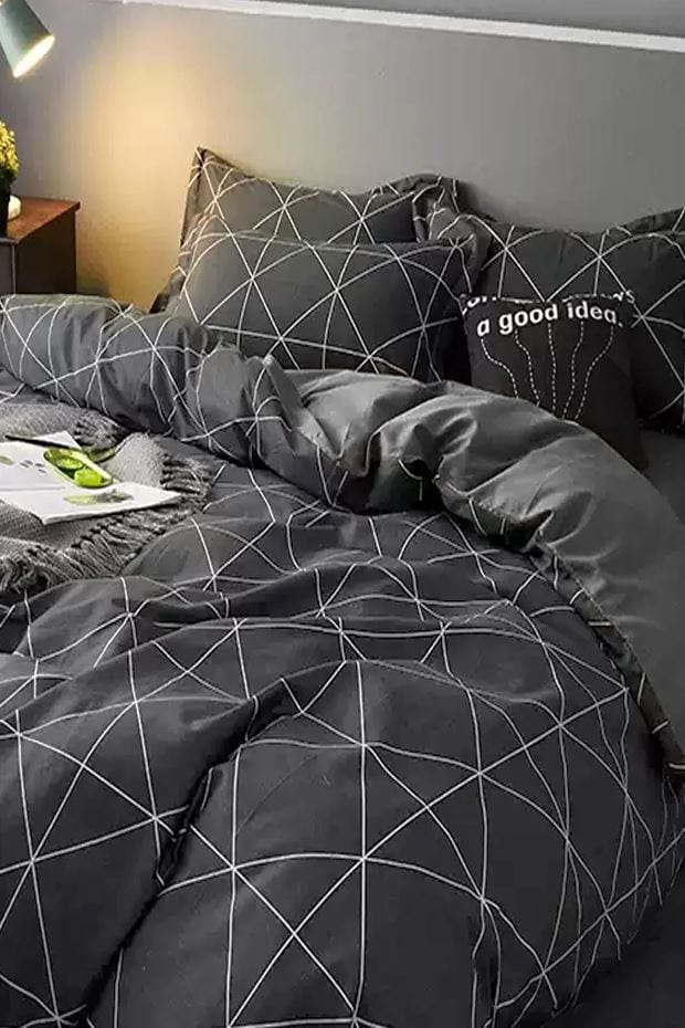 Hillkar Global Biancheria Da Letto Ranforce di cotone Geometric Grigio, 200 x 220 cm